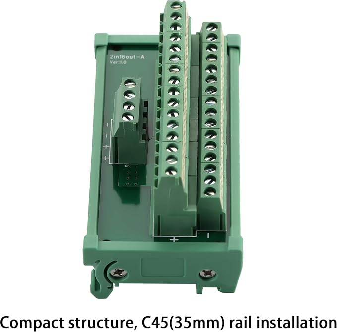 ANMBEST 2 in 16 Out Terminal Blocks Module, 25A DIN Rail and Panel Mounting Power Distribution Breakout Board for PLC Servo Power Amplifier