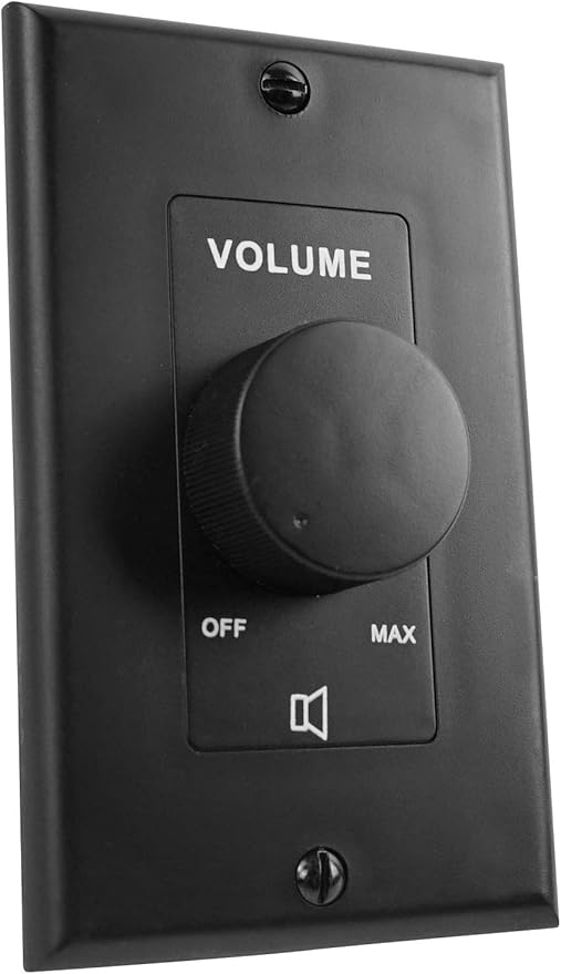 Rockville VOL7035 Black 35W 70V Wall Volume Control Zone Controller, 11-Step Attenuation, 1-Gang Black Finish, Durable Design for Commercial Audio Systems