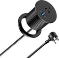 2.5 inch Power Grommet,20W USB-C Charging,1 Outlet with 2 USB C,1 USB Port,Furniture Flush Mount for Desktop,Recessed Power Strip,Workspace Essential Desk Outlet (Black, 10 FT)
