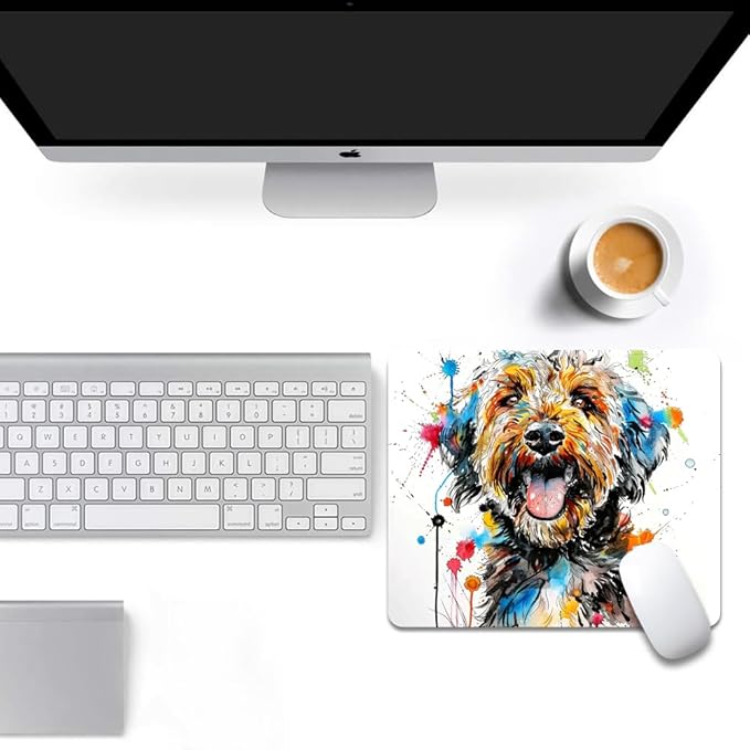 A Dog with Messy Drawings Square Mouse pad, Texture, Waterproof, Anti Slip Rubber Base, Computer Mouse pad, Laptop Mouse pad