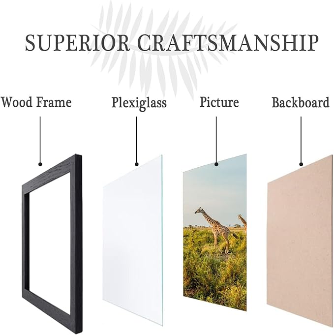 TKYGU 11x15 Picture Frame Set of 5,Wooden Frame 11x15 Wall Gallery Poster Photo frame Black with Durable Shatter Resistant Plexiglass for Wall Mounting Family -friend- wedding best gift