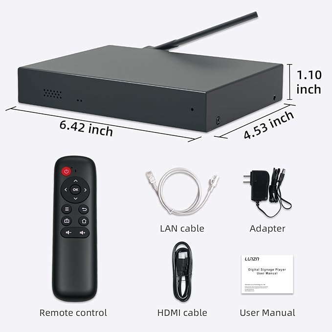 Lunzn Digital Signage Player Metal Box 4+32G Android 12 CMS Remote Publish Advertising Media Player (YM08)