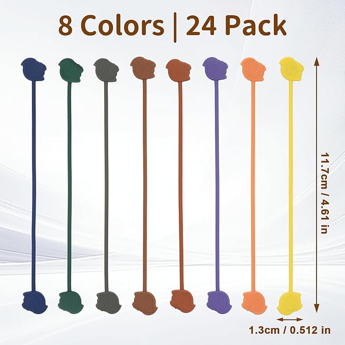 SOLIDATOR Fun Squirrel Magnetic Cable Ties – 24 Pack, Reusable Silicone Cord Organizers for Home & Office, Strong Magnetic Hold, Assorted Colors, Ideal for Cable Management, Novelty Gift