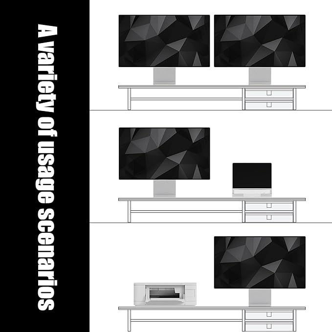 FENSULN Dual‑Tier Monitor Stand Riser with Drawers, Desktop Organizer Shelf Storage for Computer Screen 2 Monitors, Supports for PC Computer Monitor, Printer, Heavy TV Riser Brown and Black