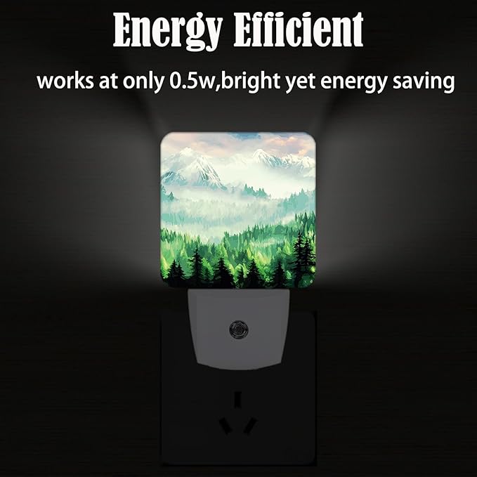 FSHVQKD Mountain Forest Landscape Painting Night Light,Plug Into Wall Decor for Stairway,Hallway,Kitchen,Dusk to Dawn Sensor Nightlights for Boys/Girls/Women/Men Room Gifts
