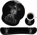 Keyboard Wrist Rest and Mouse Pad Wrist Support Set with Coasters, Non-Slip PU Base Ergonomic Gaming Mousepad for Home Office Working Studying Easy Typing & Pain Relief, Funny Skeleton Skull