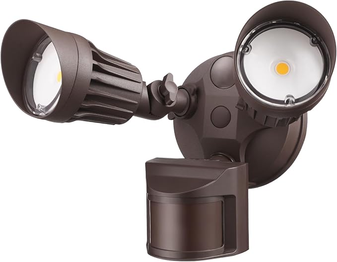 LEONLITE COB LED Security Light, Motion Sensor Outdoor Lights, Dusk to Dawn, 100-277V, ETL Listed, Adjustable Heads, Motion Detector Flood Light for Outside, IP65 Waterproof, 3000K Warm White, Bronze