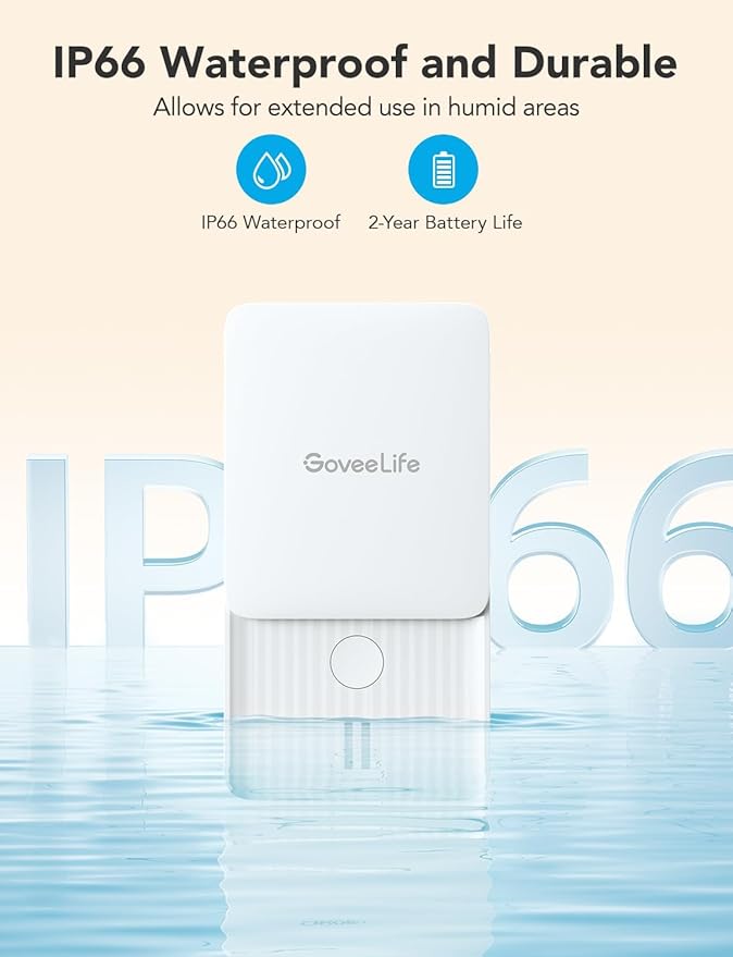 GoveeLife Premium Smart Water Leak Detector 2 with 1968ft Ultra-Long Range, WiFi Water Sensor with SMS/Email/APP Push and Sound Alarm, 5-Year Battery Life, Suitable for Home, Basement, Kitchen, 3 Pack