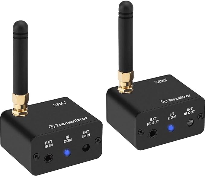 SIIG Pro Wireless IR Remote Control Extender Kit, Infrared Repeater Signal Booster, IR 20 to 60 KHz - USB Powered Transmitter and Receiver with Pairing Button - 656FT (200m) CE-RC0111-S1