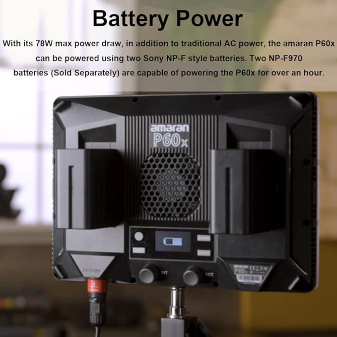 Aputure Amaran P60x 60W Output Bi-Color Lensed LED Panel Video Light 5070+ lux, CRI 95+, TLCI 97+, Color Temperature 3200K~6500K, APP Control & 4 Built-in Lighting FX, Softbox, Carring Case