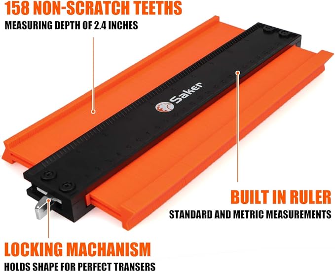 Saker Contour Gauge Tool for Woodworking & DIY, Profile Gauge with Lock,Valentine's Day Gift for Him Men, Accurate Shape Duplicator for Flooring, Tile, Trim & Home Improvement Projects