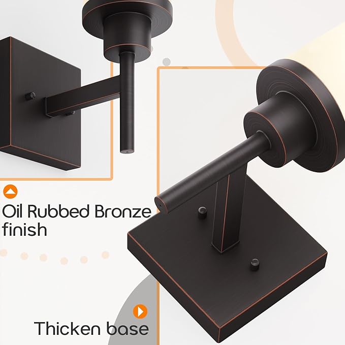 AONEON Wall Lights Over Mirror Bathroom Vanity Light Fixtures with White Frosted Glass, Wall Sconce for Porch Hallway Entrance, Oil Rubbed Bronze T001ORB-L1