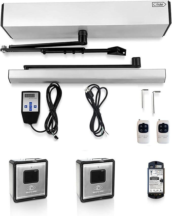 Olideauto Olide-120B Sensor Open Automatic Touchless Swing Door with 2pcs Olide-512 Touchless Wireless Wave to Open Switch