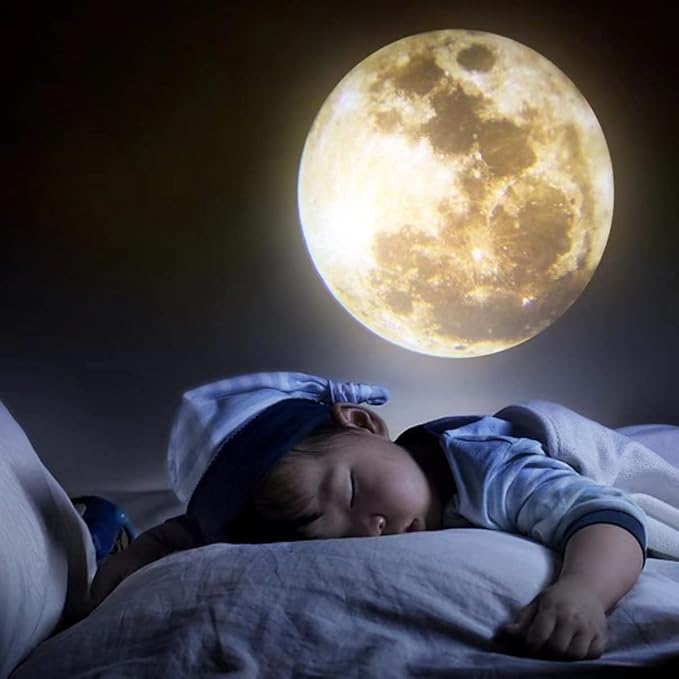 BODLYL Moon Projector Night Light, USB Powered 360 Degree Moon Lamp Romantic Atmosphere Night Light Projector for Bedroomr, Gift for Kids Moon Lover Couples Selfie Wall Ceiling Decor with Earth