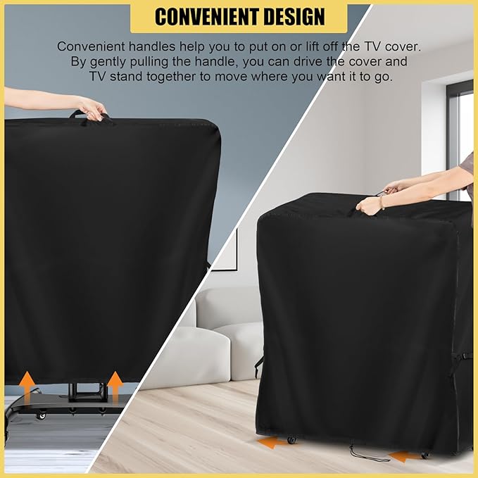 Hdenmist Outdoor TV Cover 75 Inch Weatherproof, Waterproof Outdoor TV Stand Covers for Rolling Mobile TV Stand Cart, Heavy Duty TV Screen Protector Covers for Outside- 75”L x 14”W x 55”H(Cover Only)