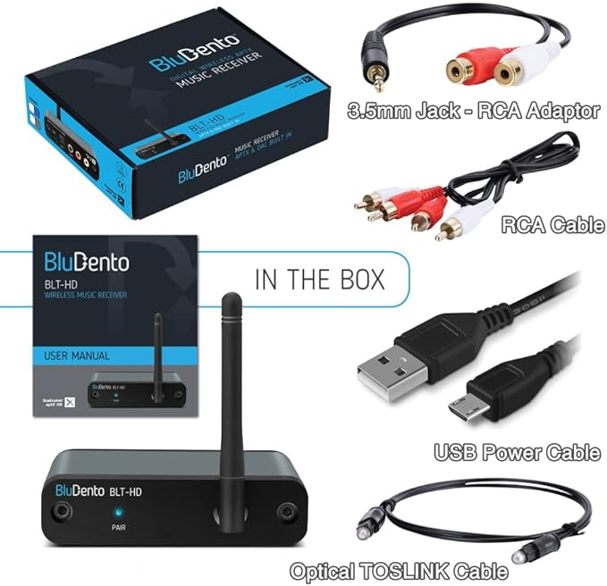 BLT-HD LDAC/aptX HD Bluetooth 5.1 Hi-Fi Receiver with TI DAC, Long-Range, RCA Stereo, Optical (Toslink) & Coaxial S/PDIF Outputs