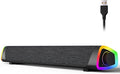 SOULION R30 Plus Bluetooth Computer Speakers, All-in-One Control Button with 6 Modes LED Lights PC Speaker, Wired USB Powered Surround Soundbar for Desktop Monitor Laptop Gray