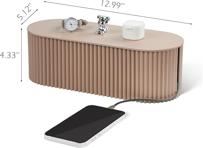 RAMFIYN Cable Management Box Large Cable Organizer Box for Power Strips, Surge Protectors, Chargers, Adapters, TV Computer Wires Cable Hider Organizer Box with Cable Ties，Clip Holders - Khaki