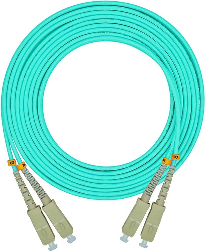 Jeirdus 1Meter 3ft Duplex 50/125 10G OM3 Multi-Mode Fiber Optic Cable Jumper - SC to SC Optical Patch Cord