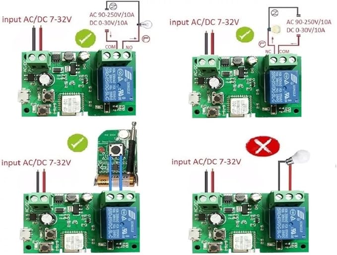 MHCOZY WiFi Wireless Smart Switch Relay Module for Smart Home 5V 5V/12V，Ba applied to access control, turn on PC, garage door (12V)