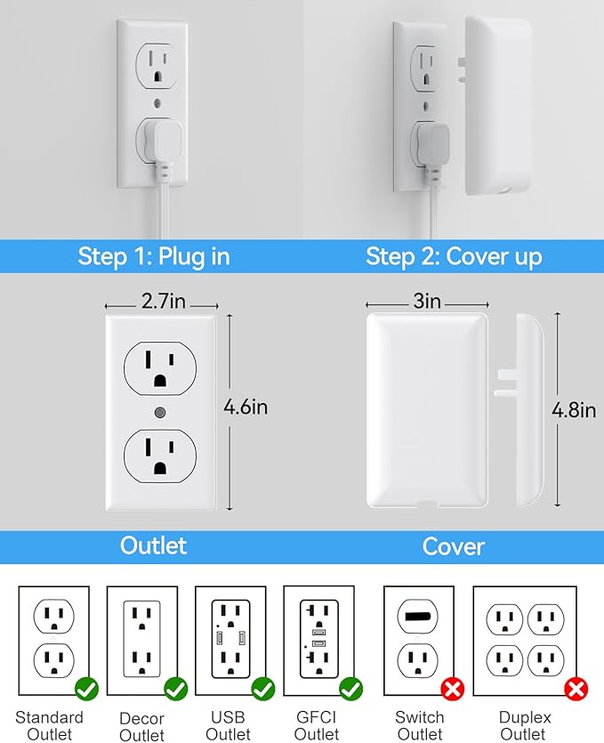 20FT Extension Cord with Outlet Cover & Multi USB, Ultra Thin Outlet Concealer with Cord & 12AC Outlet 6 USB (24W/4.8A), Charging Station for Multiple Devices, for Behind Wall Furniture Couch TV