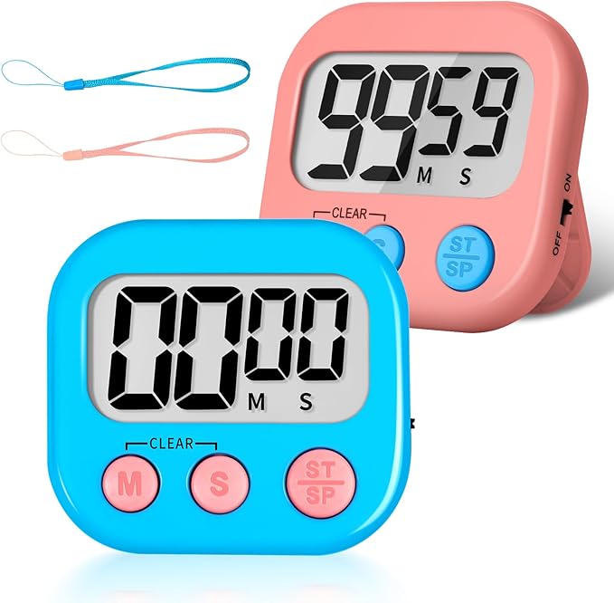 ZILLEEN Classroom Timer for Kids Teachers 2 Pack Digital Timers, Blue & Pink