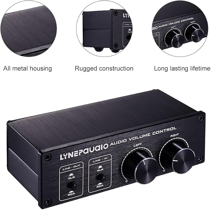 QIUNI Passive Volume Controller with Fully-Balanced & Single-Ended Mode XLR & RCA Interface for Home Stereo System Pre-Amplifier Speaker