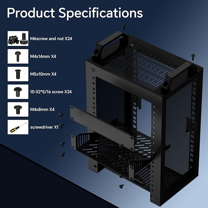 YQMRCZRF 6U Network Rack, 10-inch Mini Server Rack, 7.87 inches Deep. Suitable for IT Equipment, Networking, Servers, Audio and Video Equipment-Black