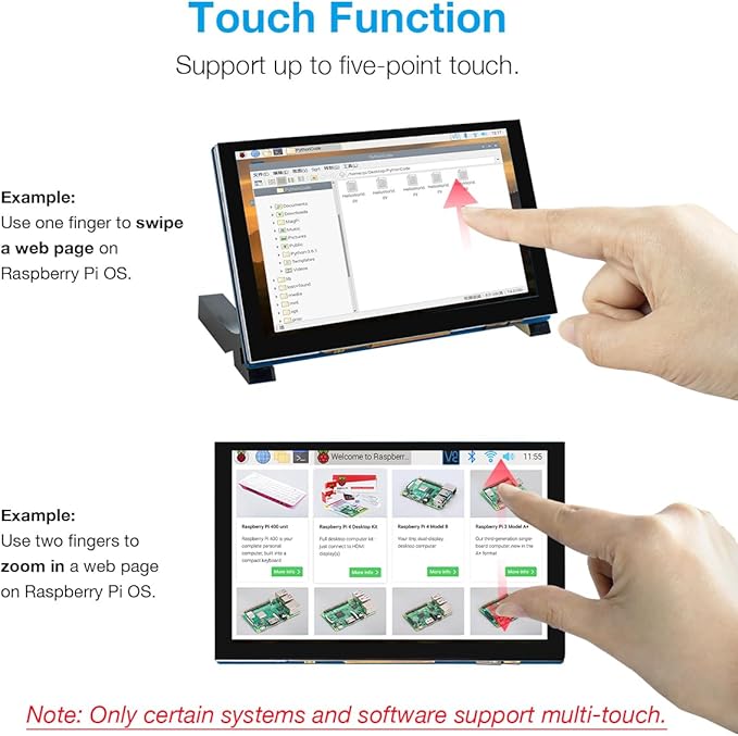 Hosyond 5 Inch Touchscreen IPS MIPI DSI Display Compatible with Raspberry Pi 5/4/3, 800x480 Pixel Capacitive Screen Driver-Free Interface