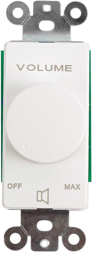 Rockville VOL70100 100 Watt 70V Wall Volume Control Zone Controller, White, 11-Step Rotary Dial, Euro-Block Terminal, Dust-Protected Circuit, for Commercial and Home Audio