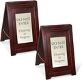 SmartSign (2-Pack) Premium 'Do Not Enter Cleaning in Progress' Wooden A-Frame Standing Floor Sign, 2-Sided, 24" x 15", Hardwood Pine Frame, 120 mil Silver ACM Sign, Black on Silver, Made in USA