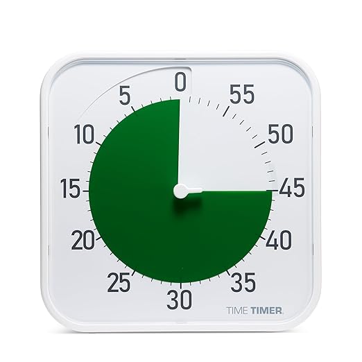 Time Timer Original 12" Visual Countdown Timer – Large 60-Minute Silent Classroom Visual Timer for SEL, Emotional Regulation, Focus, Calm Transitions, ADHD, Autism – (Green & White)