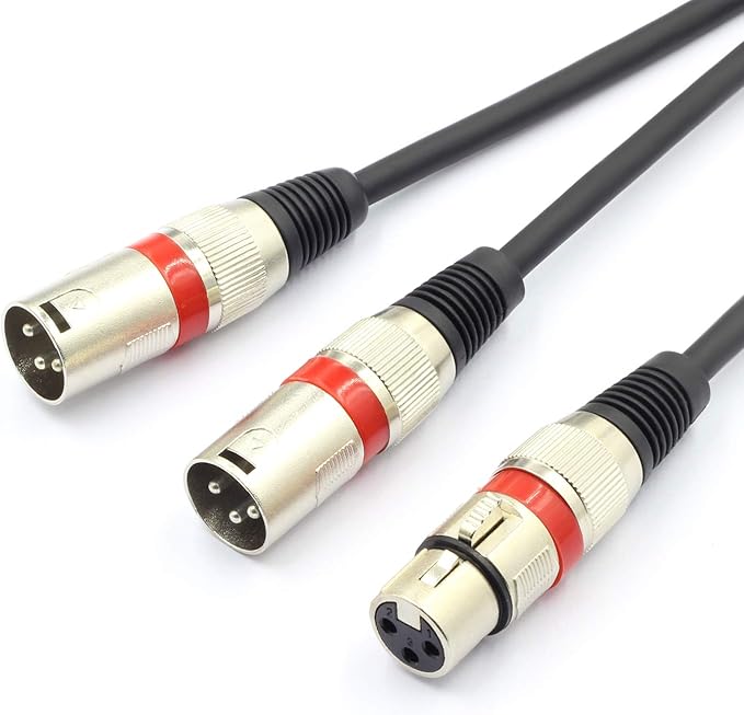 SiYear XLR Splitter Cable - XLR Female to Dual Male 3 Pin Patch Y Cable Balanced Microphone Splitter Cord Audio Adapter (50CM-2PACK)