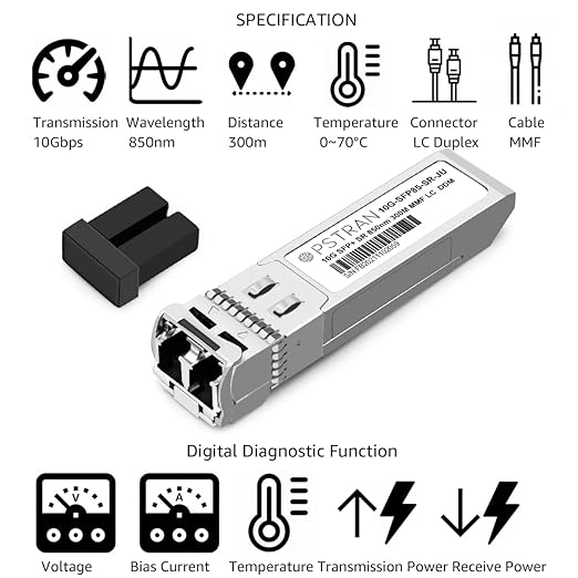 OPSTRAN 10GBASE-SR SFP+ Optical Transceiver Module Compatible with Juniper QFX-SFP-10GE-SR EX-SFP-10GE-SR SRX-SFP-10GE-SR 10Gbps 850nm 300m DDM Duplex LC MMF