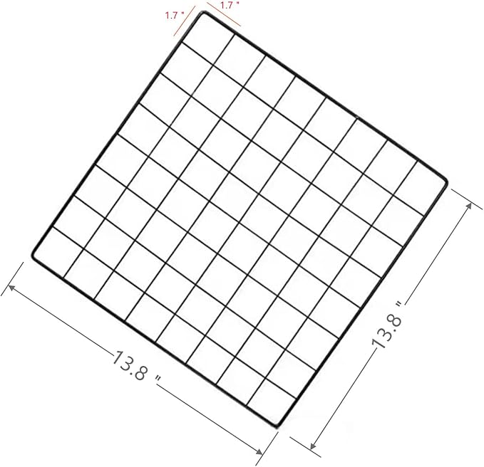 Feadily 5 Pack Metal Grid Wall Board Including 2 Hook Rack, Photo Wall, Picture Board, DIY Home & Office Wall Decor, Photos & Pictures Display Board 13.8 Inch × 13.8 Inch (Black)