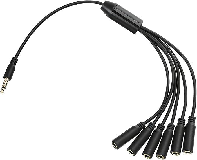 Xyembu 3.5mm Headphone Splitter, 1/8inch TRRS Male Stereo Jack to 6 Female, Headphone Headset Extender Cord, 3.5mm Splitter 1 to 6 Ways for Earphone, Headset, Laptop, Phone