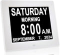 【New 2024】 Digital Calendar Alarm Day Clock - with 8" Large Screen Display, am pm, Multiple Alarms, for Impaired Vision People, The Aged Seniors, The Dementia, for Desk, Wall Mounted,