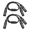 2 Pack XLR Splitter Cable,1 Maleto 2 Female, 1.5FT Stereo Mic to L&R Audio Y-Splitter Cable