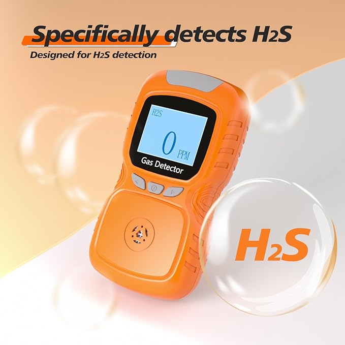 XLA Alert Clip Single Gas H2S Monitor, H2S Monitor Digital H2S Monitor, Clip-on 0~100ppm H2S Gas Detector with Voice, Vibration, Red Indicator Alarms,for Various Working environments