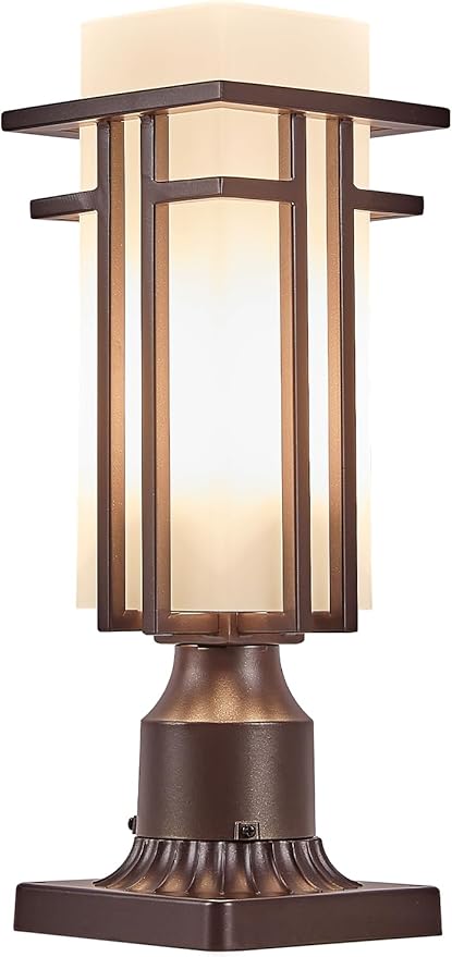 EERU Oil Rubbed Bronze Outdoor Post Lights,Waterproof Pole Mount Light Fixture with Pier Mount Adapter(with 3-Inch Pier Mount Base), Exterior Lamp Post Lantern Head for Yard,Garden Backyard and Porch