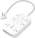 Flat Outlet Extender with 12 Inch Cord, Surge Protector Flat Plug Extension Outlet Splitter Adapter, 12 AC 6 USB(3 USB C) with Electrical 3 Way Multi Wall Plug Extender for Travel Dorm Room Essentials