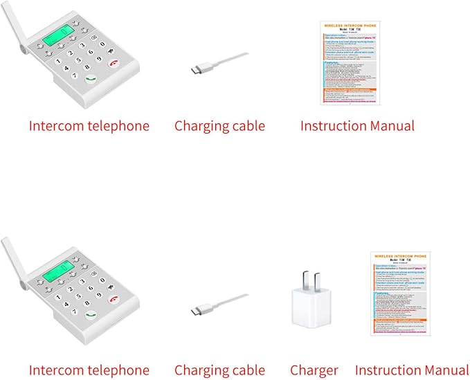 Eujgoov 1000m Distance Wireless Intercom Phone Hands Intercom System Intelligent Networking for Home, Business Office, Classroom, Telephone Audio (White)