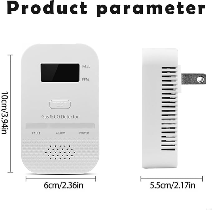 2PCS 2-in-1 Carbon Monoxide and Combustible Gas Detectors Combination, Plug in Co Leak Detector LNG LPG Monitor for Home Travel RV Essentials, Sound Alarm Over 85dB, 50-Feet Detection Range