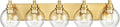 METWET Bathroom Light Fixtures, 5 Light Brushed Gold Vanity Light, 32 Inch Modern Wall Sconces with Globe Clear Glass Shade, Vanity Lighting Fixtures Over Mirror, VL195-BG-CL-5