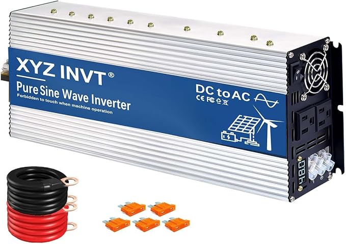 XYZ INVT 4000W Pure Sine Wave Inverter 48V to 120V AC, 8000W Peak Power - Portable Power Converter for Solar System, Off-Grid Home, RV, Truck & Camping