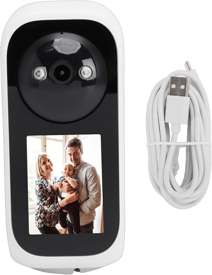 PUSOKEI 2K Security Camera Indoor, 360 PTZ Surveillance Camera with 2.8" IPS HD Screen & App, Al Human Detection, 2 Way Video Call, One Key Call, APP & Alert Push