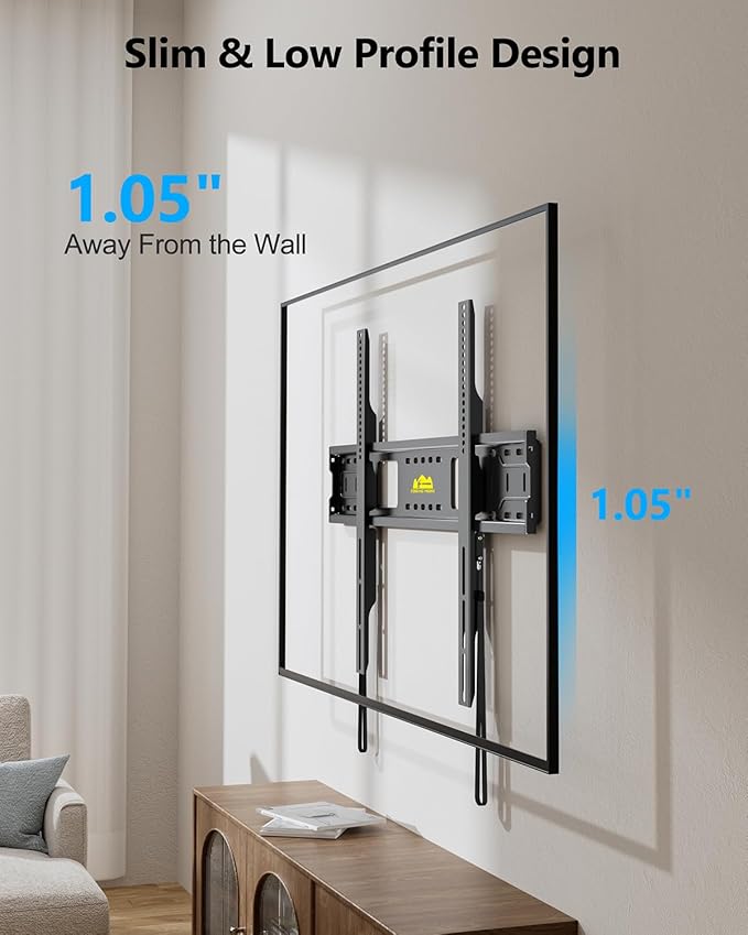 FORGING MOUNT Heavy Duty Fixed TV Wall Mount Holds up to 275Lbs for 55-120 inch TVs 3-Stud Low Profile TV Mount Ultra Slim Universal Bracket Fits 16"/18"/24" Studs MAX VESA 900x600mm- Easy DIY Install
