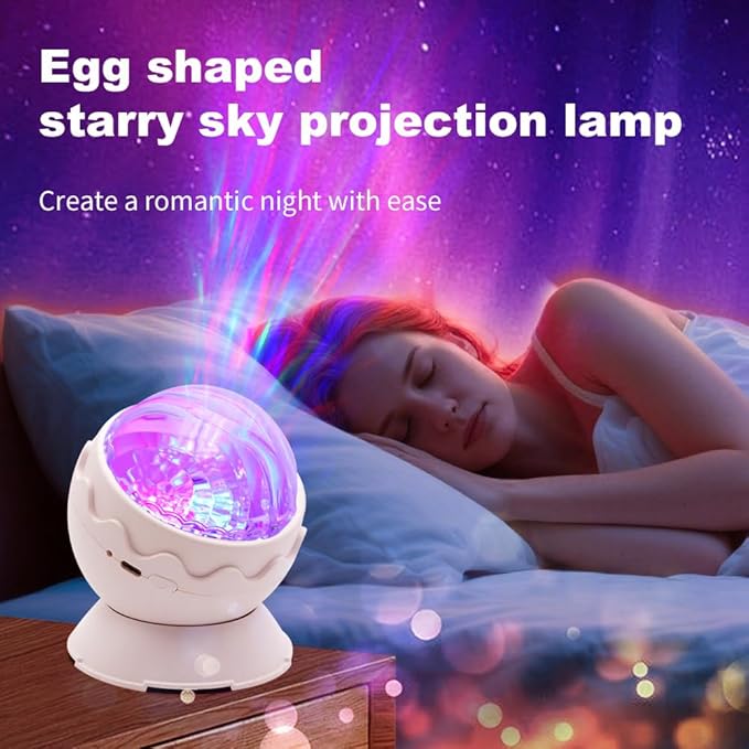 kismee Whole Room Coverage Area Northern Lights Projector Galaxy Aurora 8 Effects Combinations with Night Light Egg Cover for Bedroom Light Sleep (White)