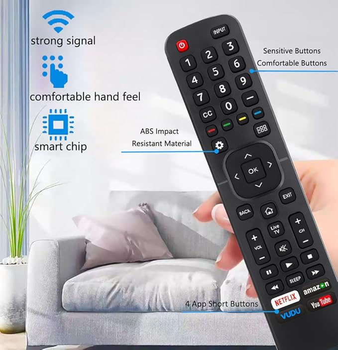 Replacement Remote Control for All Hisense 4K LED HD UHD Smart TVs (EN2A27), Fit for Hisense Android Smart TV EN2A27 EN2A127H EN2A27HT EN2AN27H EN2AS27H EN2B27 EN2C27