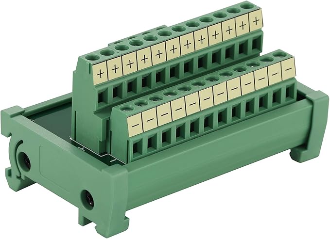 ANMBEST 2 in 12 Out Terminal Blocks Module, 25A DIN Rail and Panel Mounting Power Distribution Breakout Board for PLC Servo Power Amplifier